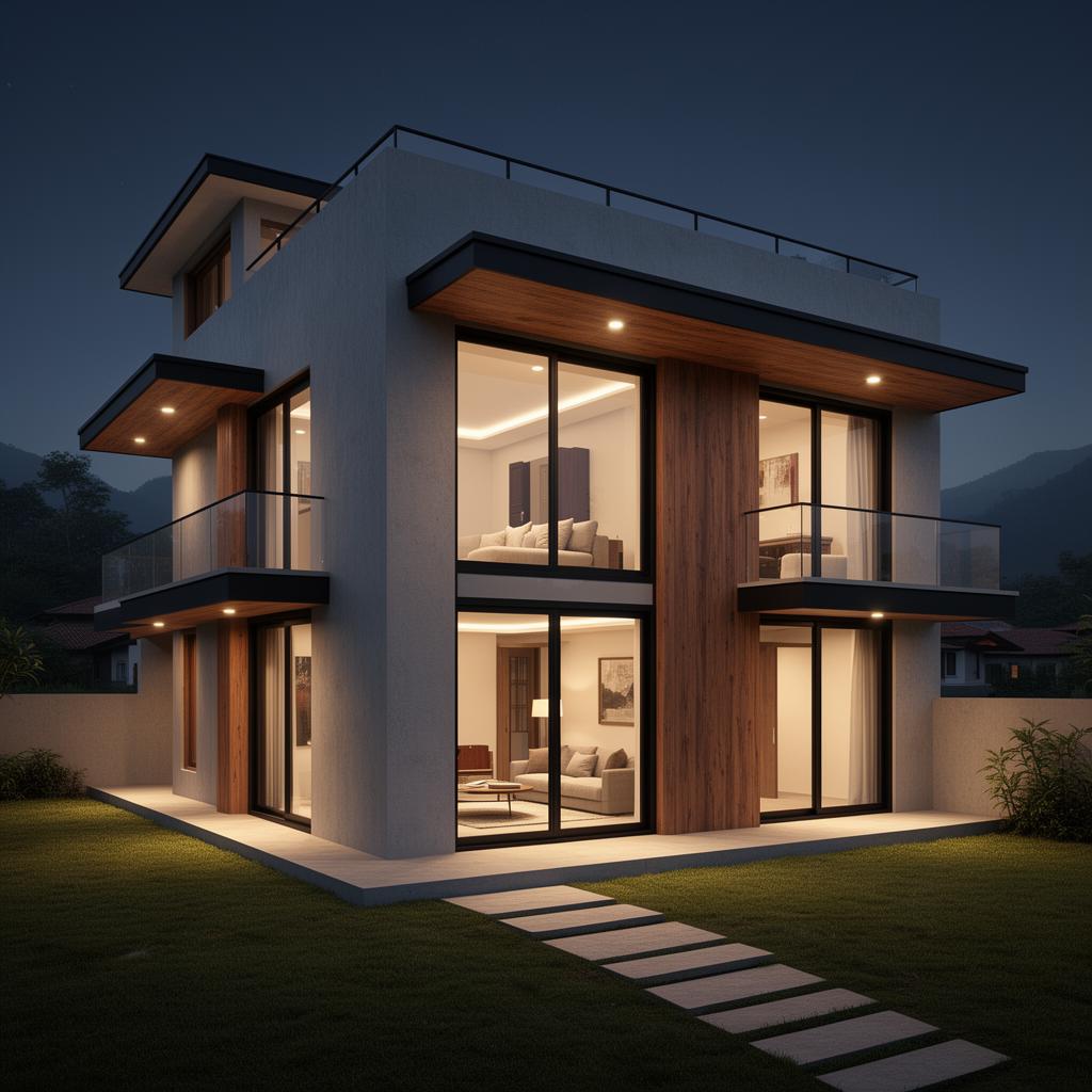 Architectural render of the Annapurna Family Modern — a 4-bedroom Karki model home